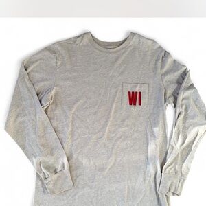 State of Mind Gray Wisconsin Long Sleeve with Red Initials